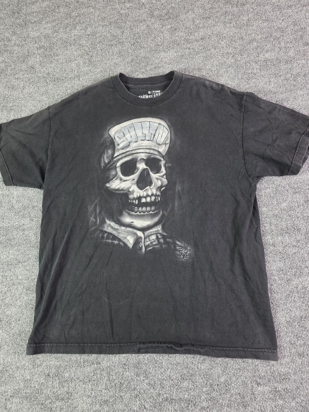 Sullen Art Men's Shirt Size XL Black Graphic Print Logo Cotton Crewneck Skull